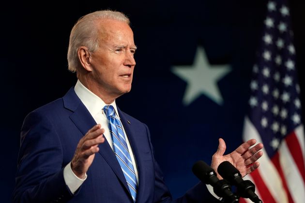 Democratic presidential candidate Joe Biden speaks Wednesday in Wilmington, Delaware.