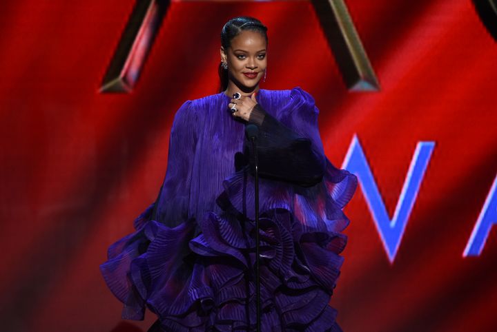 Rihanna on stage at the NAACP Image Awards earlier this year