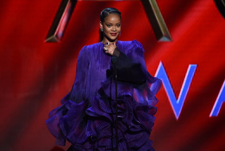 Rihanna on stage at the NAACP Image Awards earlier this year