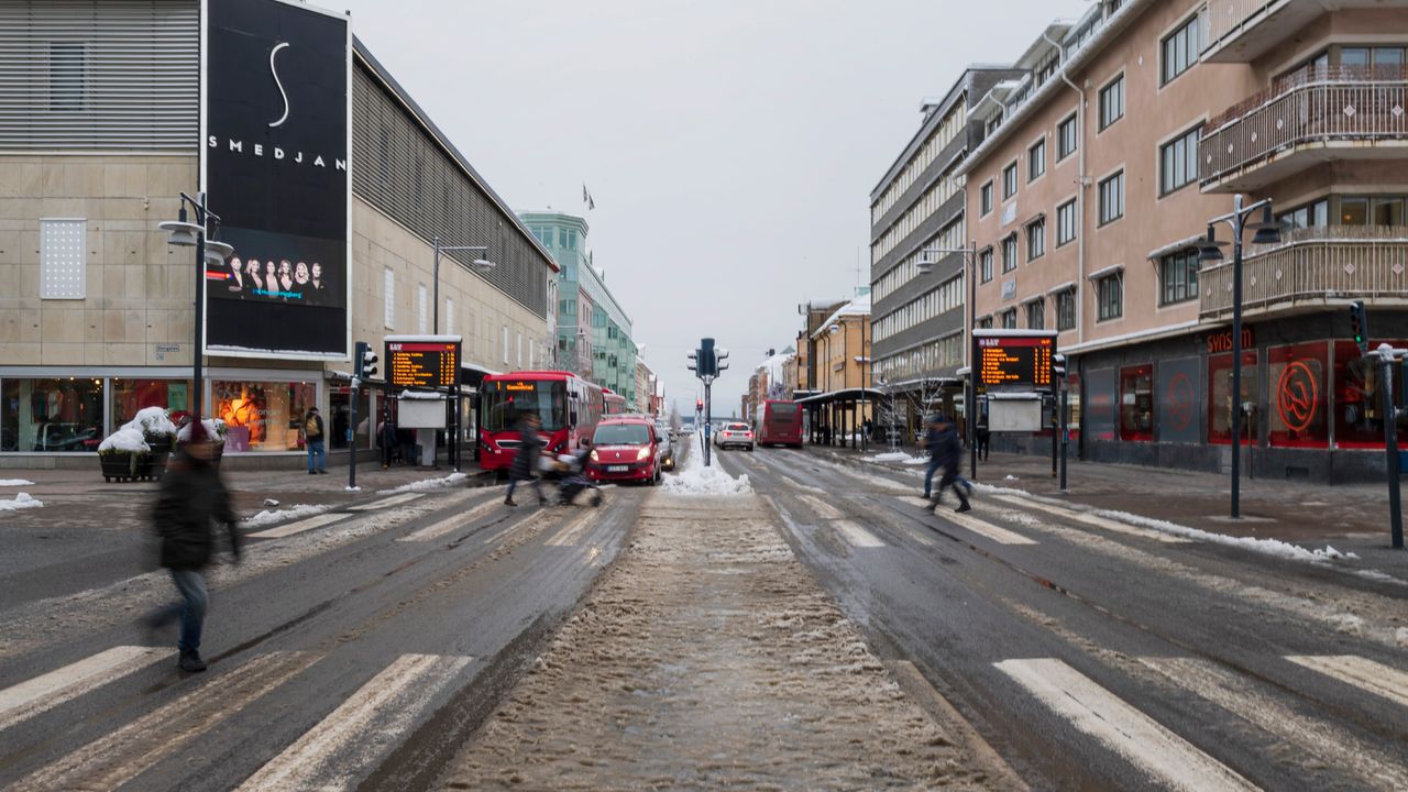 City center of Luleå at the street "Storgatan."