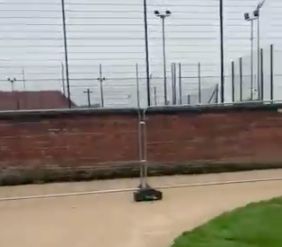 Barriers are being put up around Fallowfield Halls at the University of Manchester