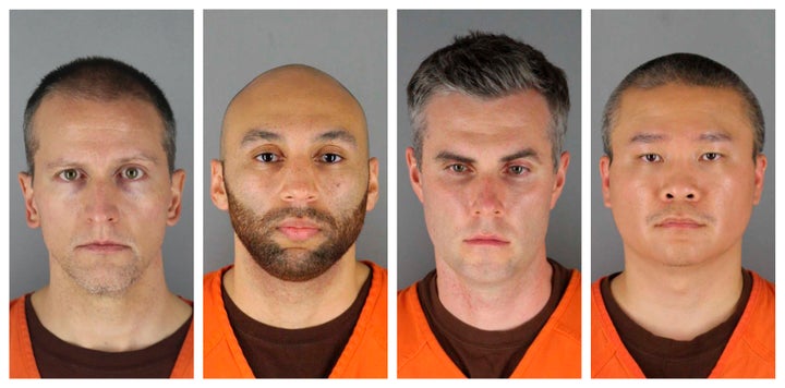 FILE - This combination of file photos, provided by the Hennepin County, Minn., Sheriff's Office, shows, from left, Derek Chauvin, J. Alexander Kueng, Thomas Lane and Tou Thao.