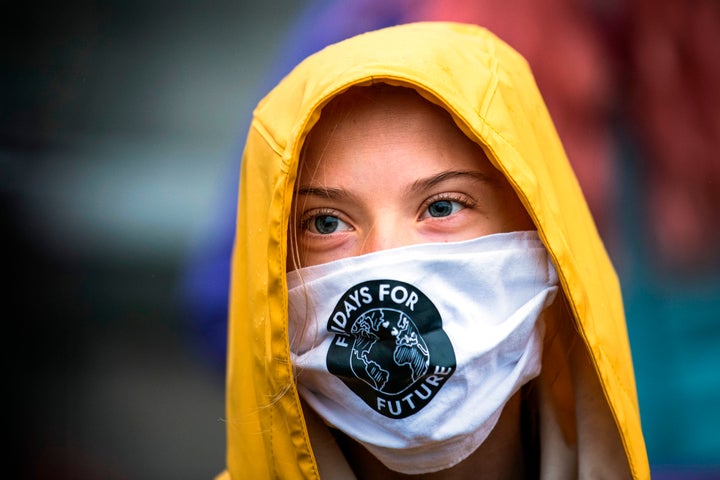 Greta Thunberg at a "Fridays for Future" protest in front of the Swedish Parliament on Oct. 9.