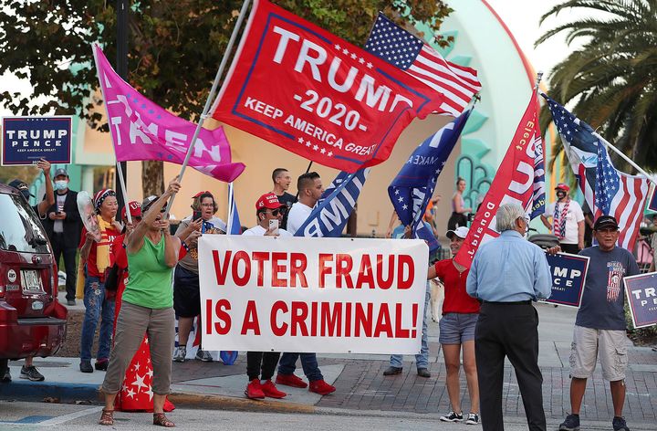 As President Donald Trump has persisted in making false claims about fraud and illegal voting in the election, a group of his supporters gathered at Lake Eola Park in Orlando, Florida, chanting "Stop the Cheat!"