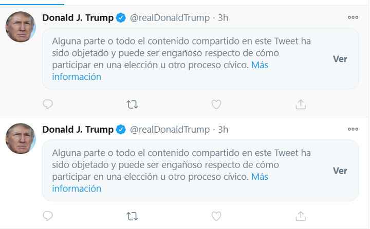 Los últimos tuits de Donald Trump.