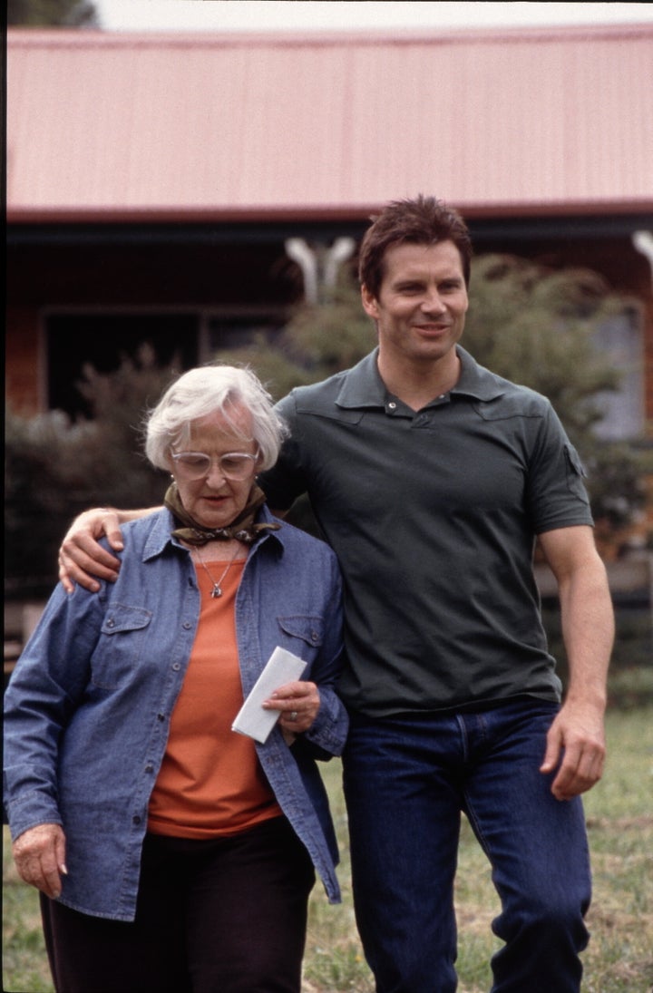 Joy Westmore on the set of Neighbours in 2003