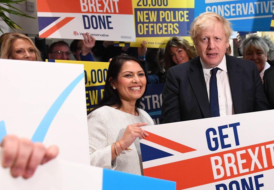 Prime Minister Boris Johnson and Home Secretary Priti Patel during the 2019 general election campaign 