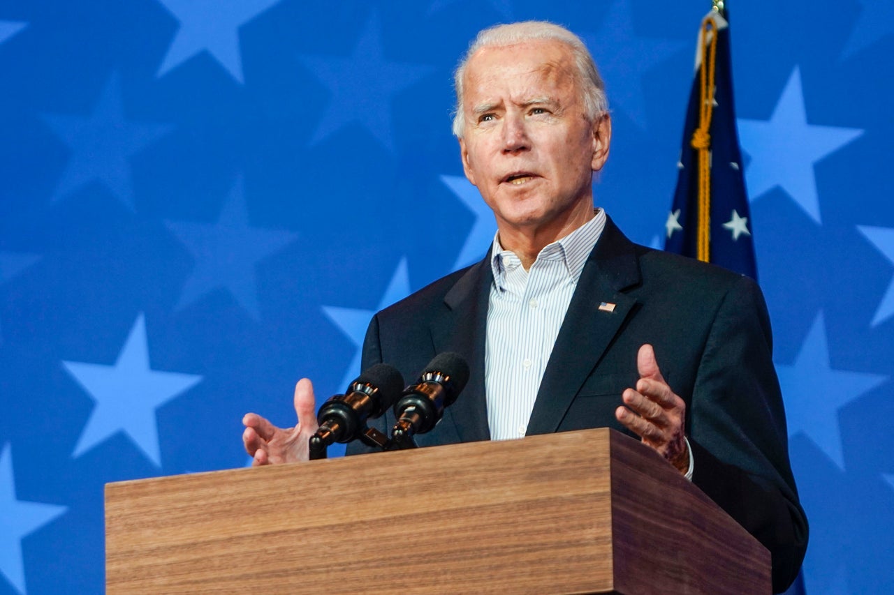 Joe Biden addresses supporters. 