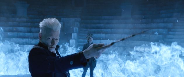 Johnny Depp in character in  Fantastic Beasts: The Crimes of Grindelwald