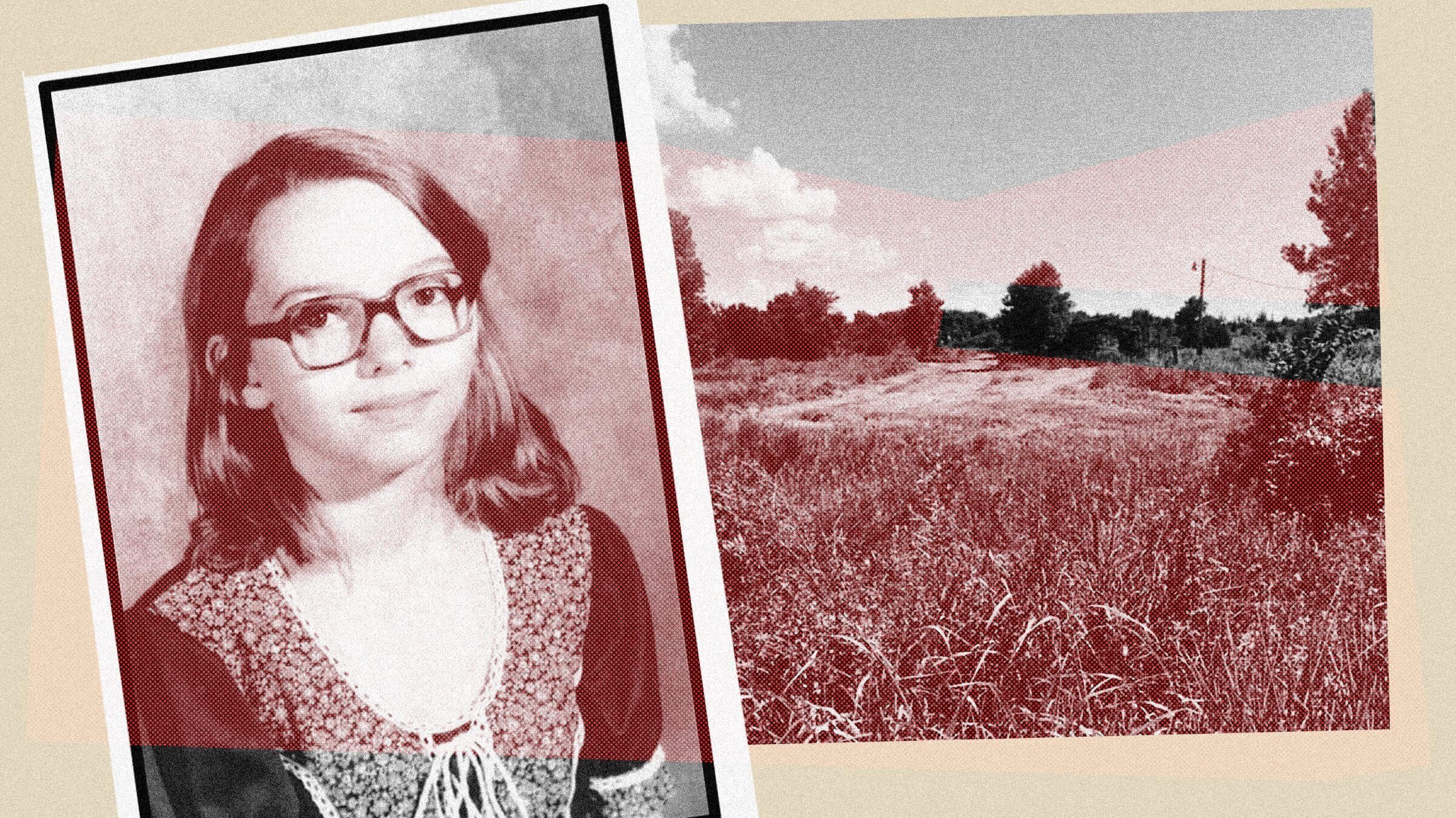 On left, Lisa Montgomery around the age her stepfather began molesting her. On right, the isolated location of the trailer wh