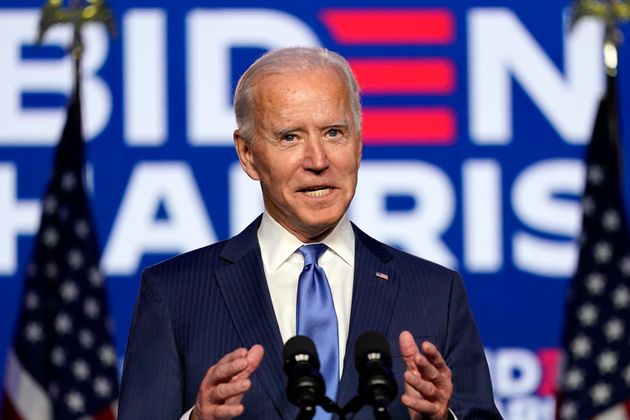 Democratic presidential candidate Joe Biden speaks in Wilmington, Delaware.