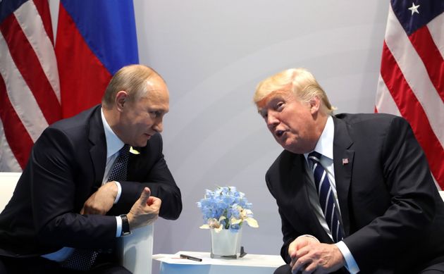 Vladimir Putin and President Donald Trump meeting at the 2017 G20 summit. 