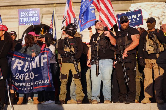 Hundreds of people — some armed — gathered in Harrisburg, Pennsylvania, on Saturday to show their anger that Joe Biden had been declared the winner of the 2020 election. 