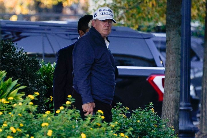 President Donald Trump arrives at the White House after golfing Saturday, Nov. 7, 2020, in Washington. (AP Photo/Evan Vucci)