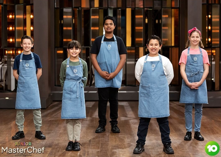 'Junior MasterChef Australia' contestants Carter, Georgia, Dev, Filo and Laura