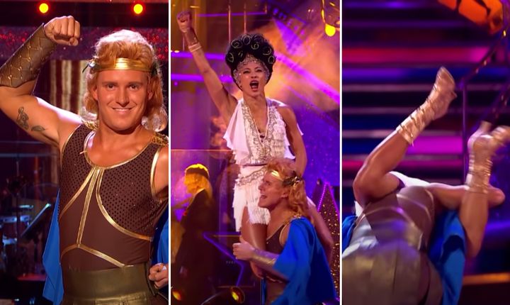Jamie Laing and Karen Hauer's routine had a less-than-heroic ending