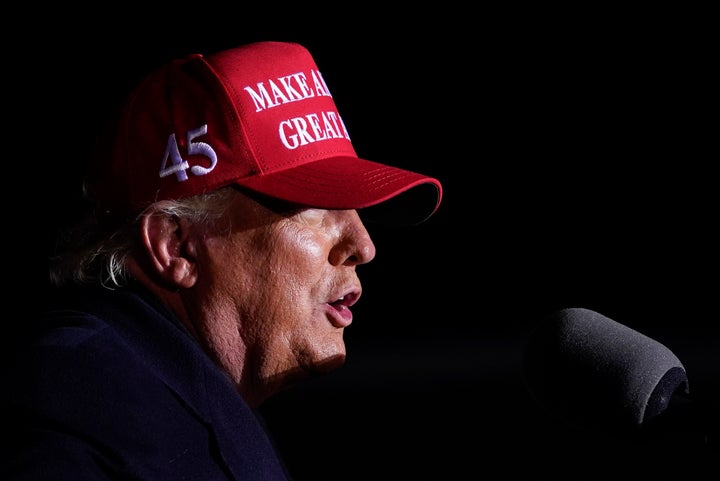 In this Nov. 2, 2020, file photo President Donald Trump speaks during a campaign rally at Kenosha Regional Airport, Monday, N