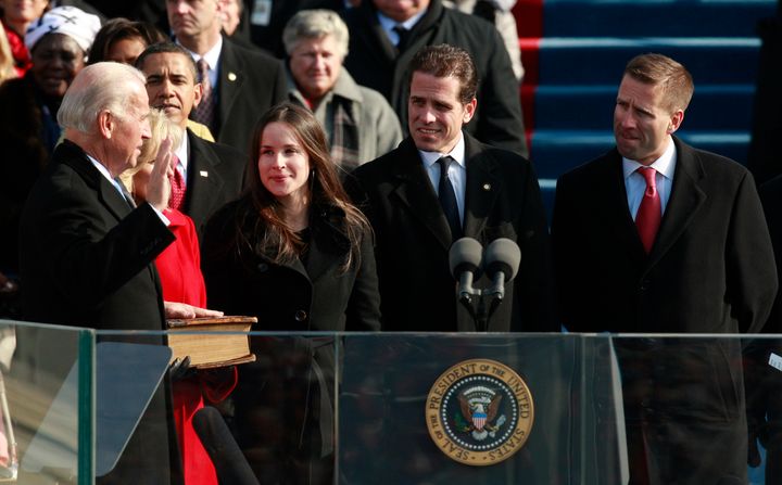 Joe Biden being sworn in as the U.S. vice-resident with his children Ashley, Hunter and Beau, on Jan. 20, 2009.