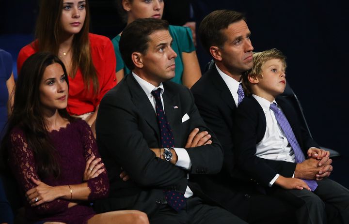Ashley, Hunter and Beau Biden watch their father Joe Biden at the Democratic National Convention in Charlotte, N.C., in 2012. Beau's son, Robert Hunter, sits on his lap.