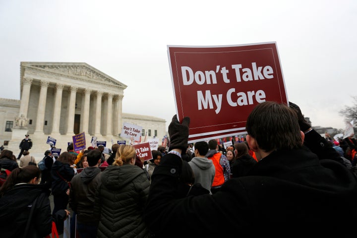 Demonstrators at the Supreme Court in 2015, which is the last time a lawsuit threatening the Affordable Care Act got a hearing before the justices.