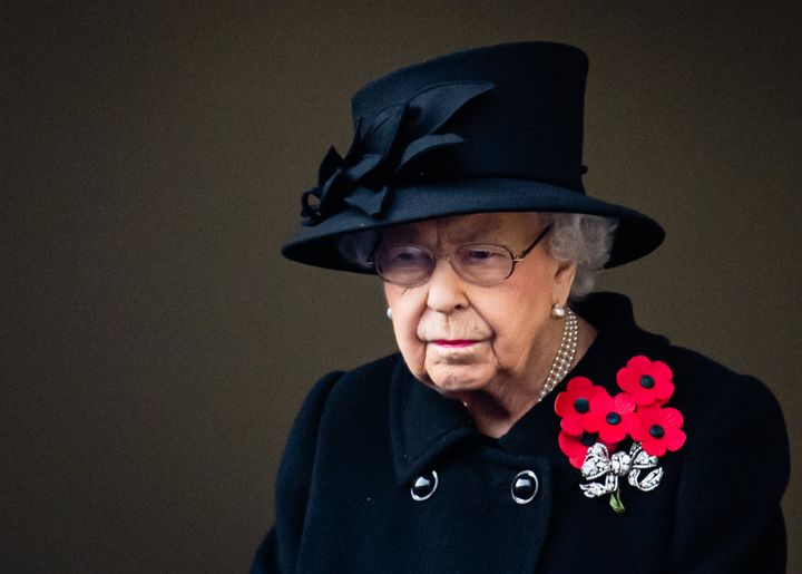 Queen Elizabeth attends the National Service of Remembrance at the Cenotaph on Nov. 8.