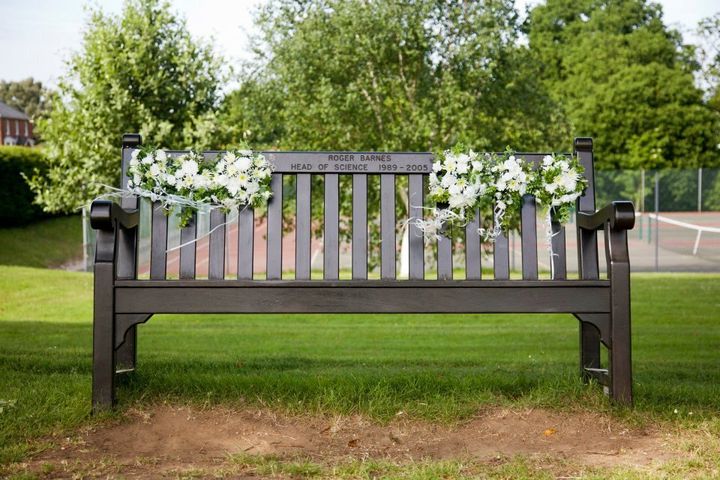 My dad's memorial bench at the school where he was Head of Science