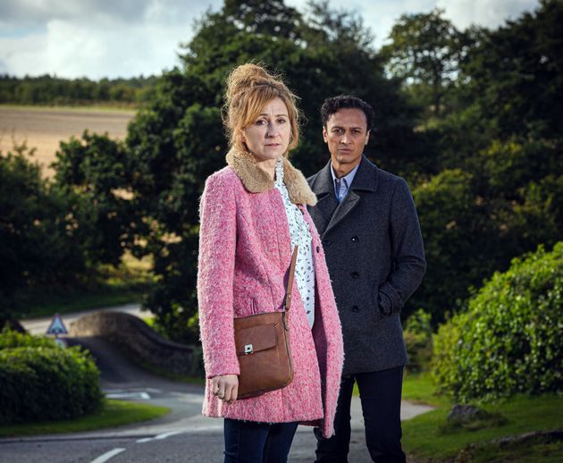 Charlotte Bellamy and Chris Bisson on the set of Emmerdale