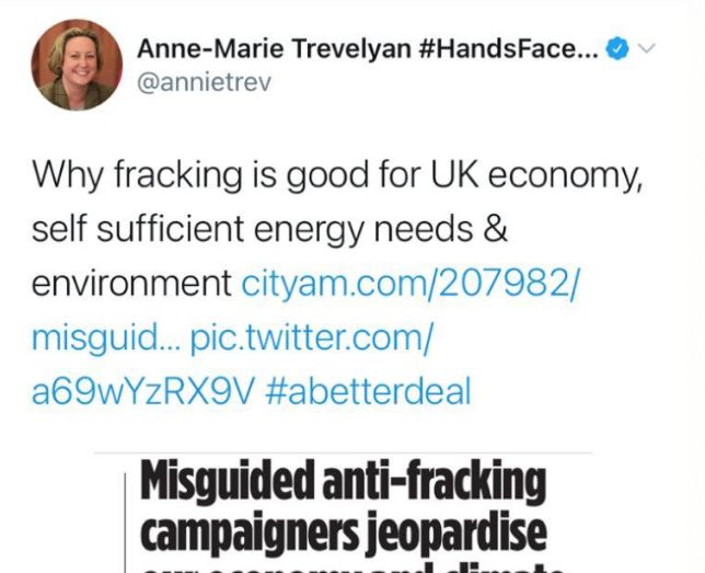 Anne-Marie Trevelyan's previous comments about fracking from 2015
