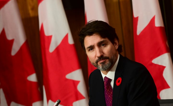 Prime Minister Justin Trudeau speaks during a press conference in Ottawa, Ont. on Nov. 9, 2020.