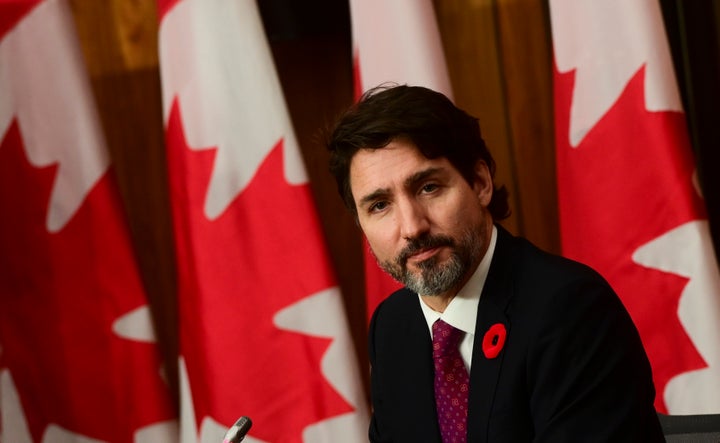 Prime Minister Justin Trudeau speaks during a press conference in Ottawa, Ont. on Nov. 9, 2020. 