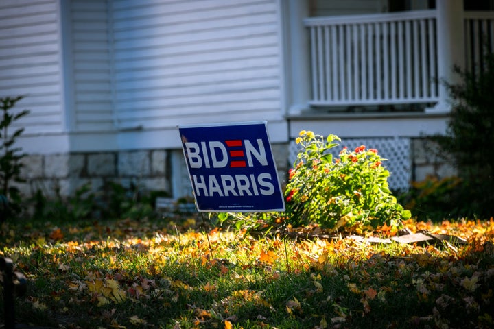 A Biden/Harris sign adorned the yard of a home in Louisville, Kentucky, in mid-October. Although Kentucky remained reliably R