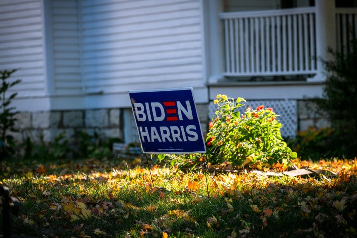 A Biden/Harris sign adorned the yard of a home in Louisville, Kentucky, in mid-October. Although Kentucky remained reliably Republican, another state that was part of the Confederacy -- Georgia -- provided one of the 2020 election's major surprises.