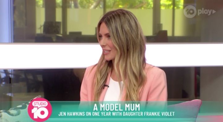 Former Miss Universe Jennifer Hawkins appeared on on 'Studio 10' on Wednesday.