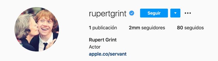 Perfil de Instagram de Rupert Grint.