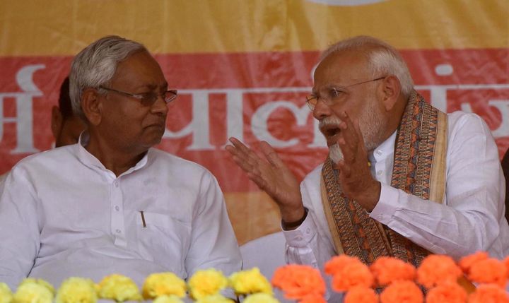 A file photo of Nitish Kumar (left) with Prime Minister Narendra Modi.