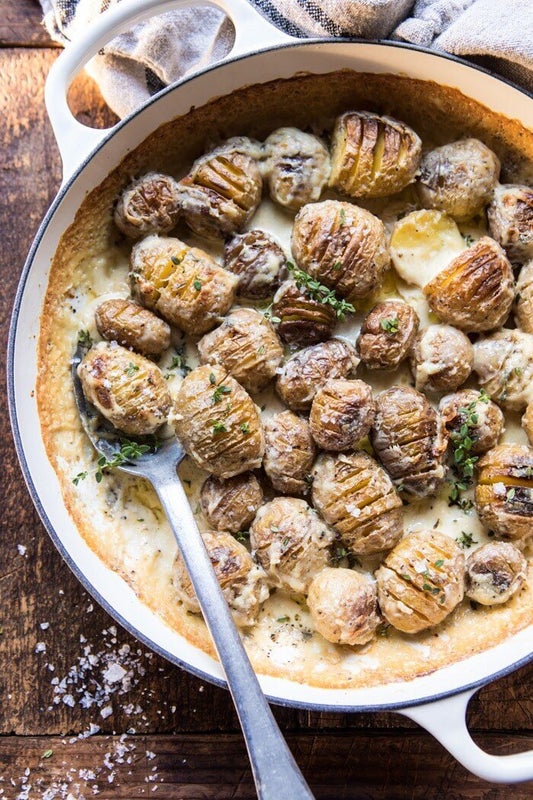 Cheesy Hasselback Potato Au Gratin from Half Baked Harvest