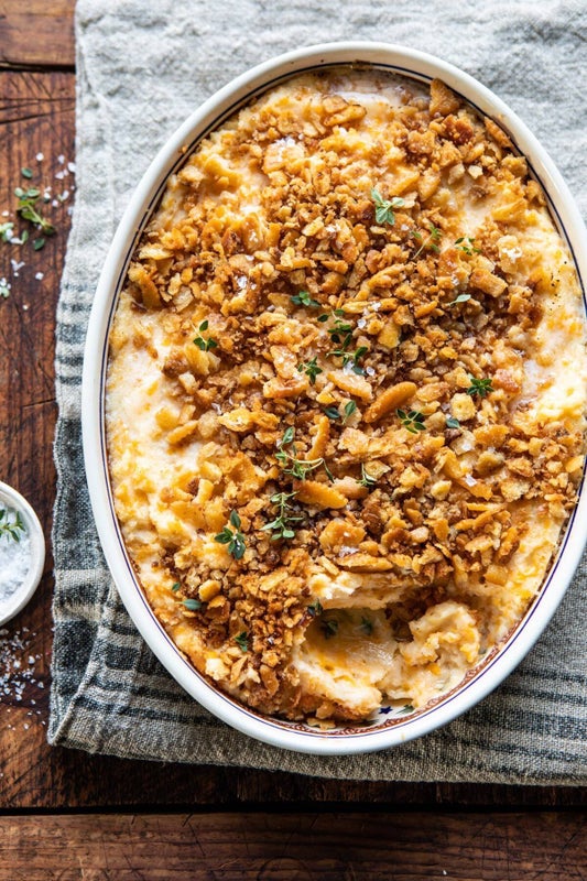 Cheesy Potato Casserole With Buttery Ritz Crackers from Half Baked Harvest