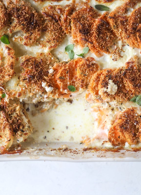 Asiago Scalloped Potatoes from How Sweet Eats