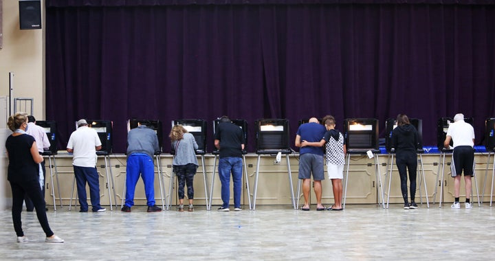 Miami Shores voters fill in their ballots at the C. Lawton McCall Community Center on Election Day, November 3, 2020.