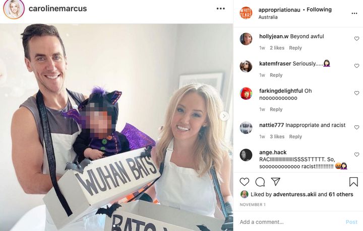 Instagram users condemned the costume after it was brought to people's attention by the @appropriationau account 