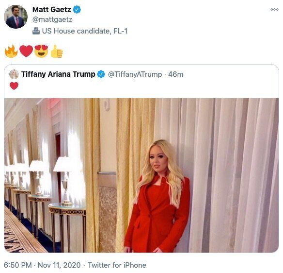 Matt Gaetz's tweet response on Tiffany Trump's photo.