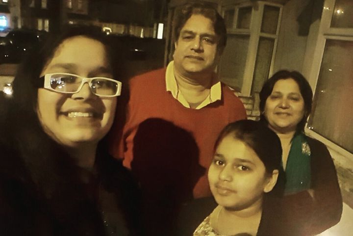 Lekhika Chaudhary with her family on a previous Diwali
