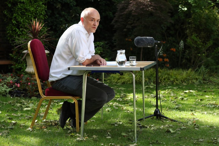 Dominic Cummings delivering a statement in the Rose Garden at 10 Downing Street following the news of his trip to Durham. 