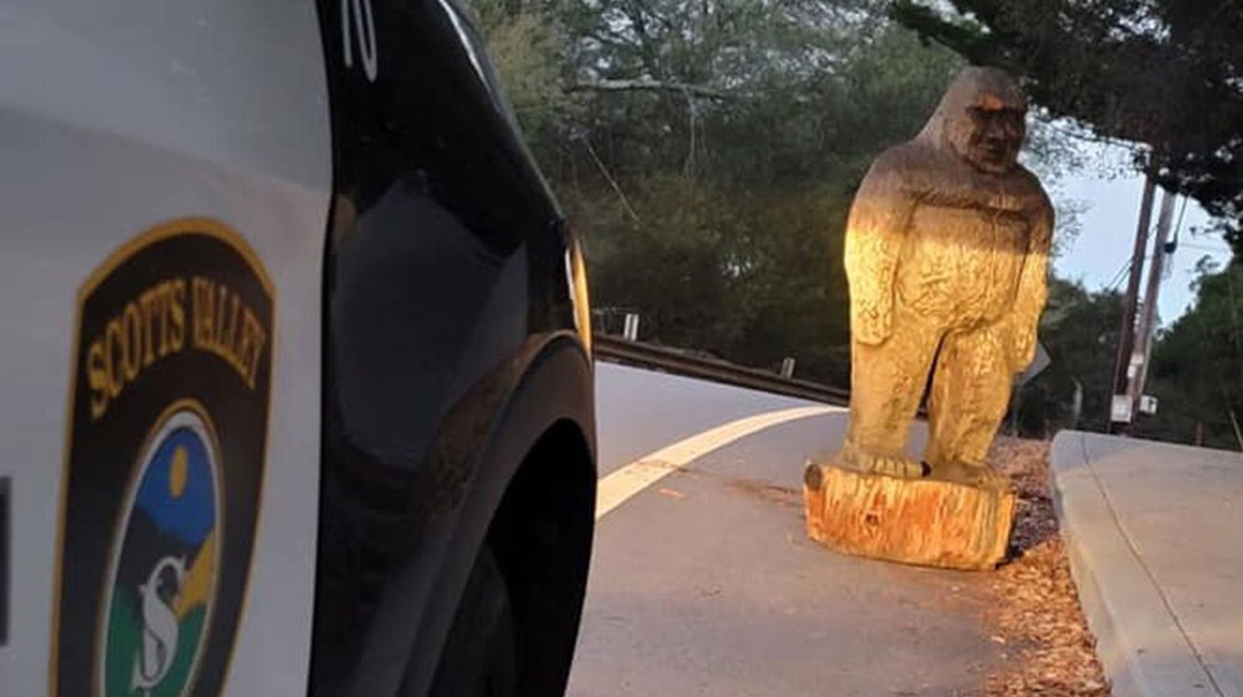 Stolen Bigfoot Statue Found Along Road In Santa Cruz County