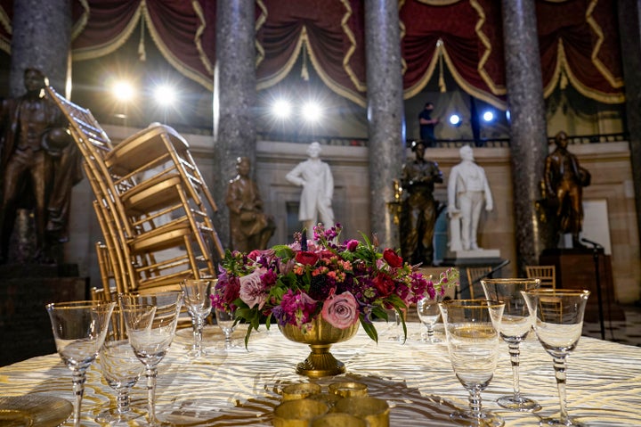 As part of freshman orientation week, Statuary Hall in the Capitol was set up for a dinner to welcome newly elected members of the House. Democrats ended up choosing to-go meals instead.