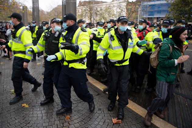 Protesters Clash With Police At Bristol Anti-Lockdown Protest