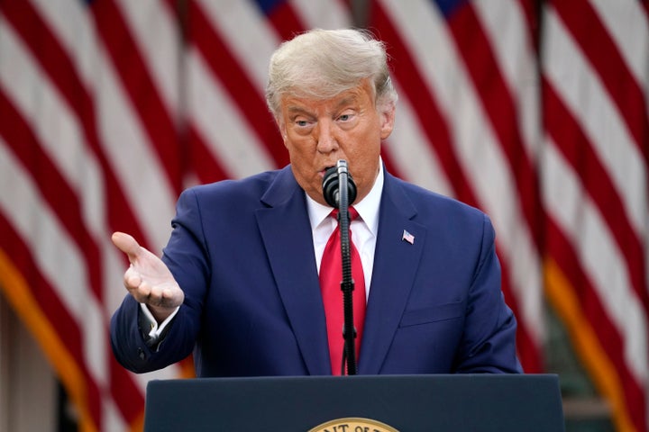 President Donald Trump speaks in the Rose Garden of the White House, Friday, Nov. 13, 2020, in Washington. (AP Photo/Evan Vuc
