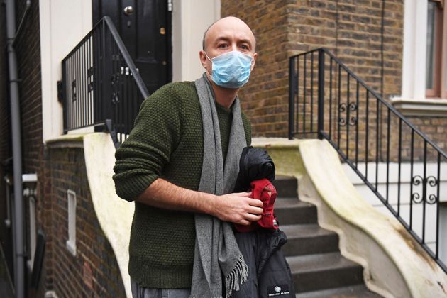 Former parliament advisor Dominic Cummings walks outside his north London home after he resigned from his role on Friday, 