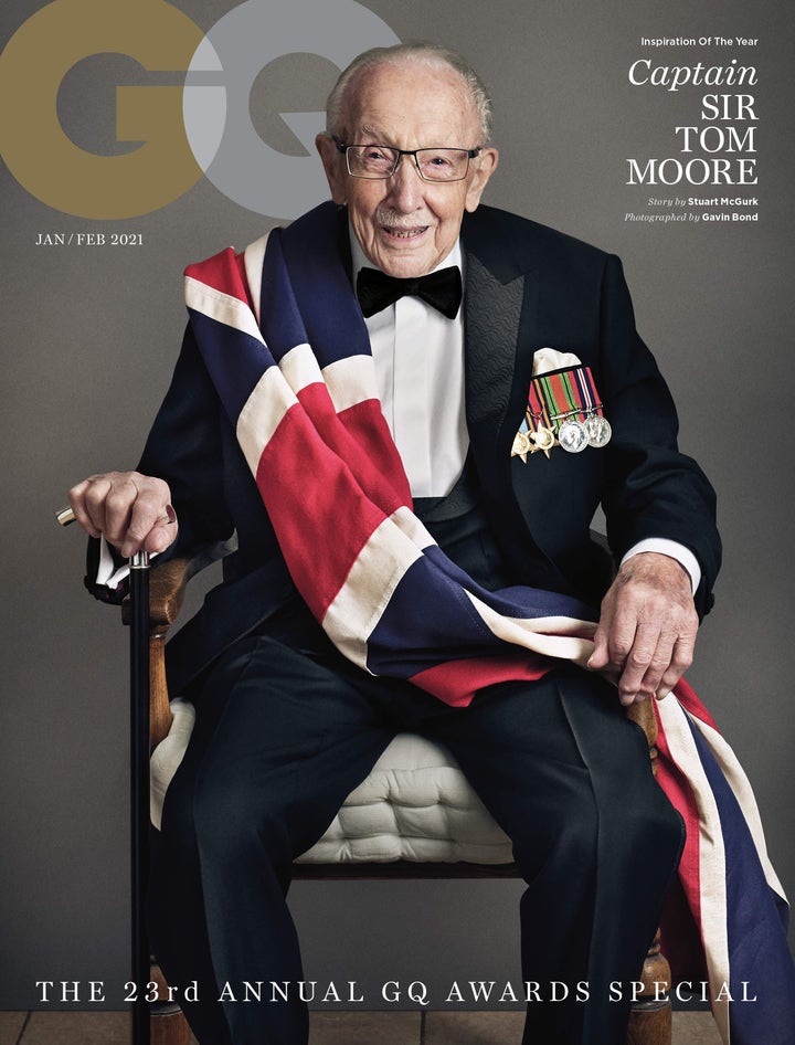 Captain Sir Tom Moore on the cover of GQ. 