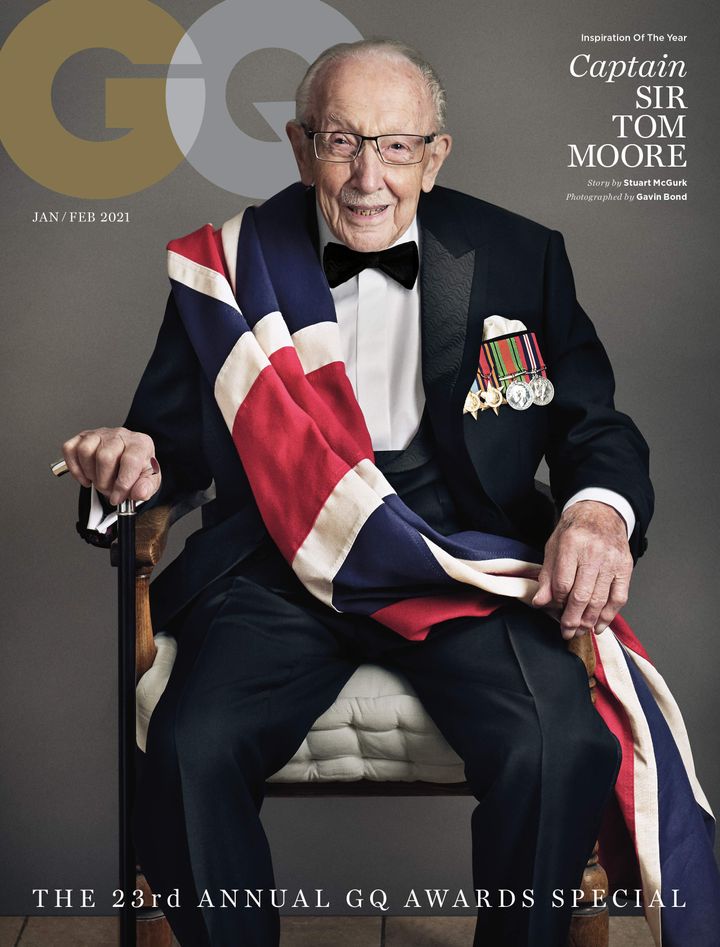 Captain Sir Tom Moore on the cover of GQ. 